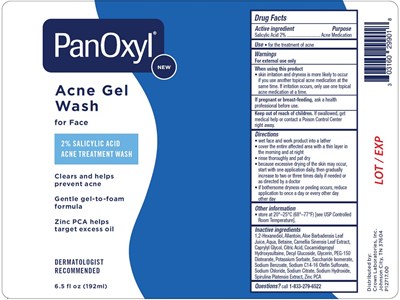 Panoxyl Acne Gel Wash Label (P12717.00 Gel Wash 6.5oz Label)